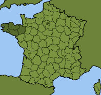 Map of France showing Brittany Region